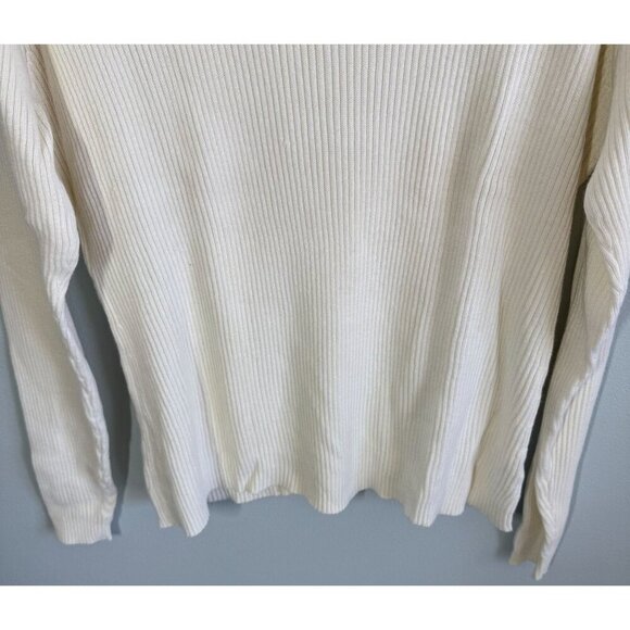 VTG Yarnworks Womens Ivory Ribbed Turtleneck Sweater Large Classic Minimalist - Picture 4 of 10